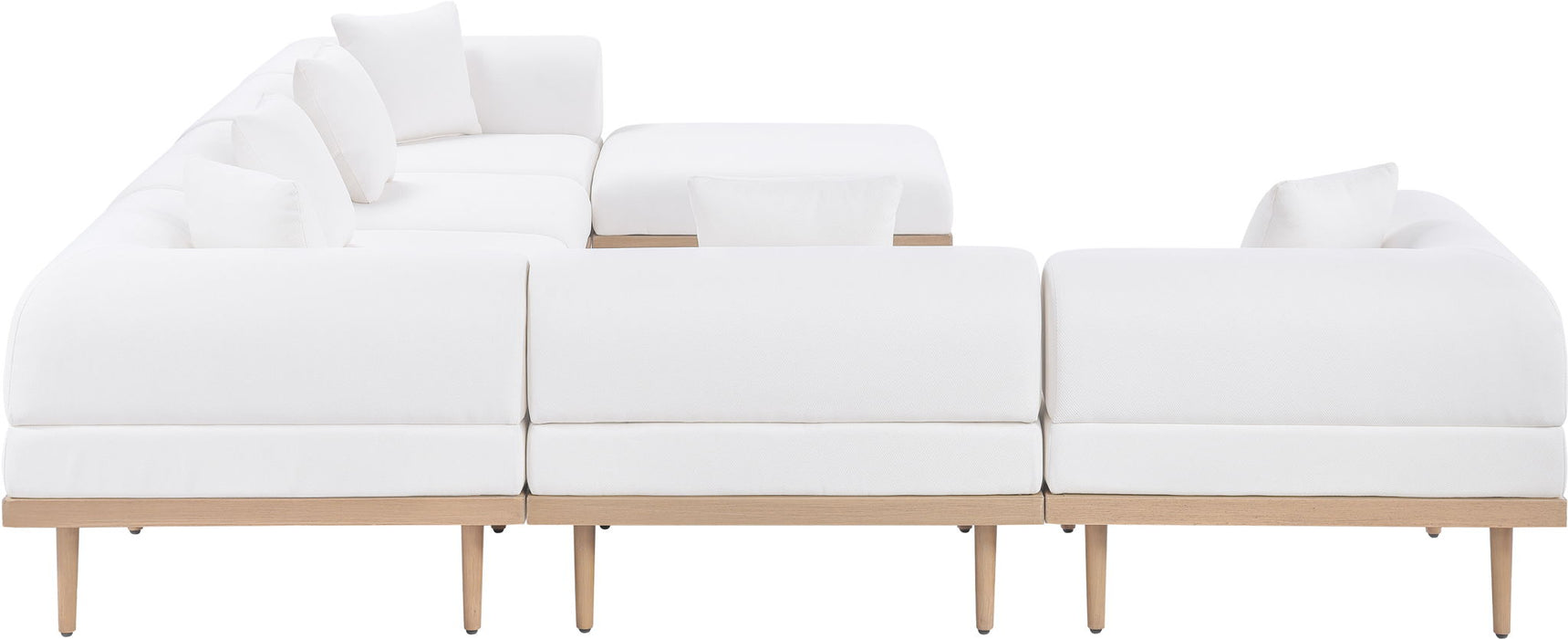 Laguna - 7 Piece Resilient Water Resistant Fabric 142" Upholstered Outdoor Patio Modular Sectional