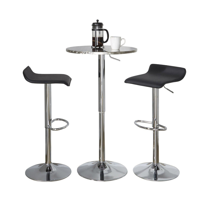 Bistro - Round Ale 3 Piece Bar Set - Chrome Metal