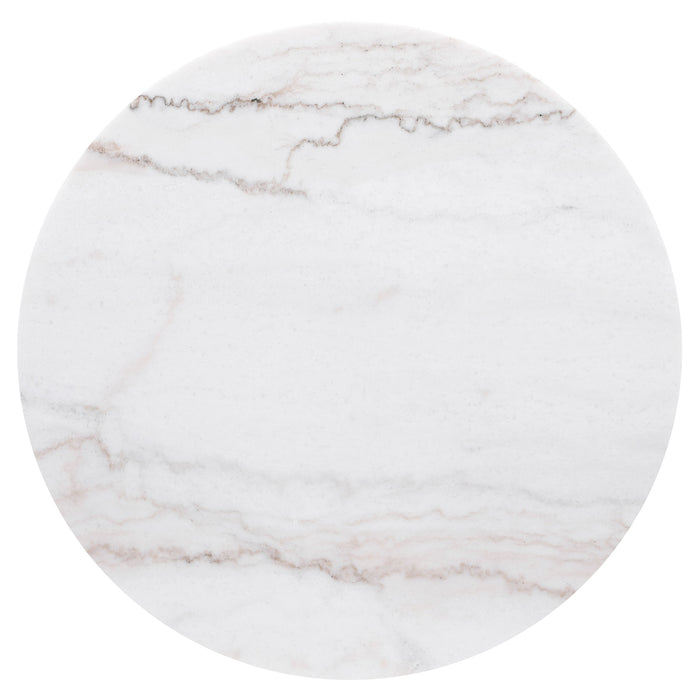 Jason Round White Marble Top Side End Table Charcoal