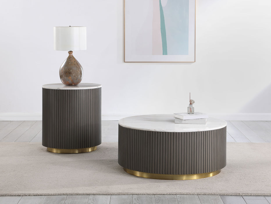 Jason Round White Marble Top Coffee Table Charcoal