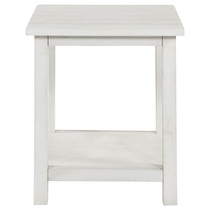 Payne Wood End Table with Shelf Distressed White
