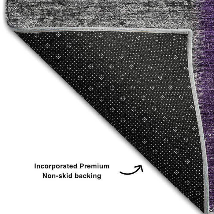 8' X 10' Patchwork Washable Area Rug With UV Protection (655166) - Eggplant / Gray / Purple