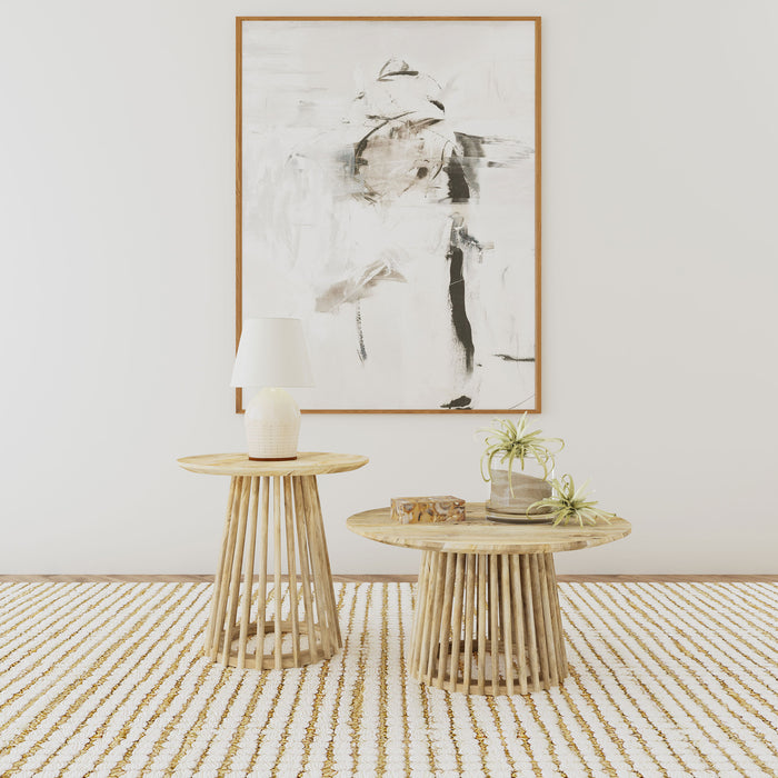 CoasterEveryday Touhy 2-piece round coffee and end table set in natural mango wood