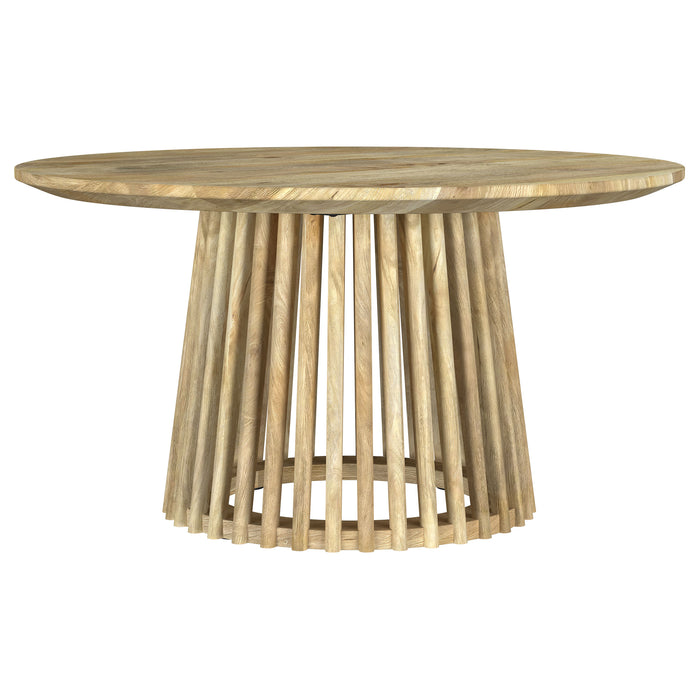 CoasterEveryday Touhy 2-piece round coffee and end table set in natural mango wood veneer