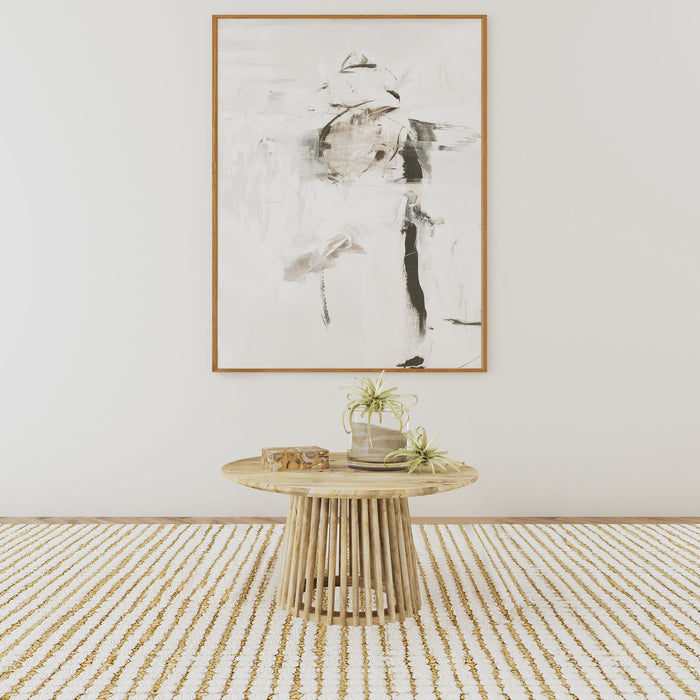 CoasterEveryday Touhy round solid wood cocktail coffee table in natural mango finish