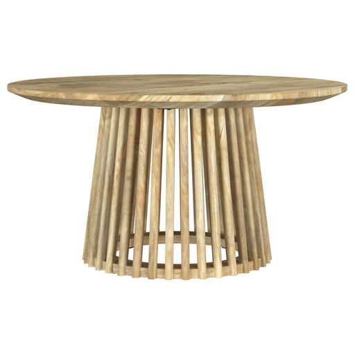 CoasterEveryday Touhy round solid wood cocktail coffee table in natural mango finish