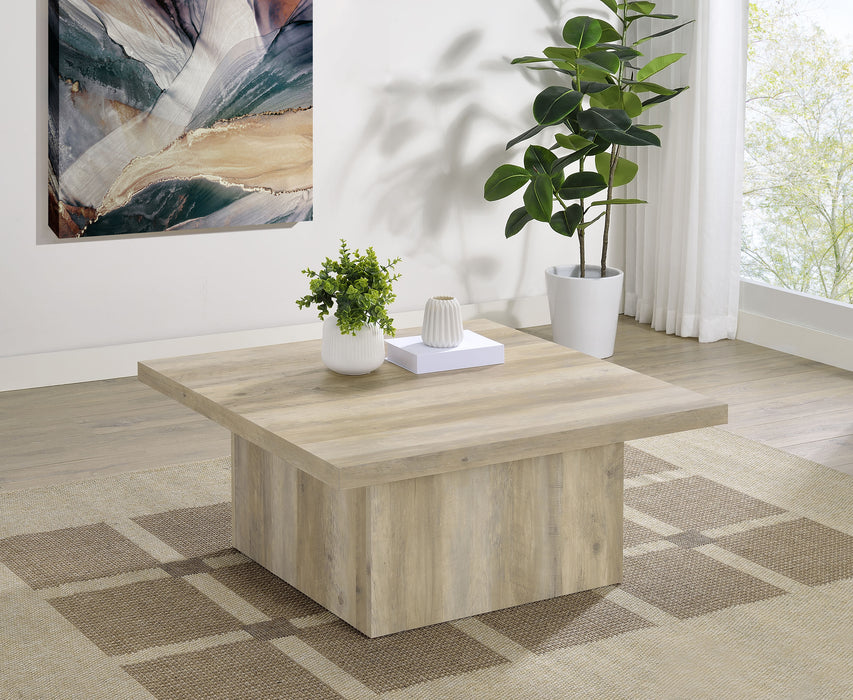 Devar Square Engineered Wood Coffee Table Distressed Pine