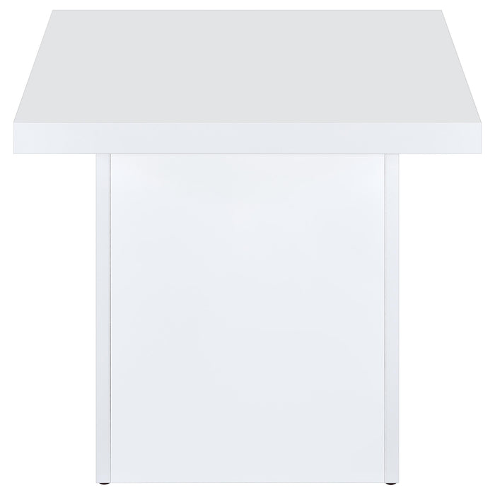 Devar Square Engineered Wood Side End Table White High Gloss