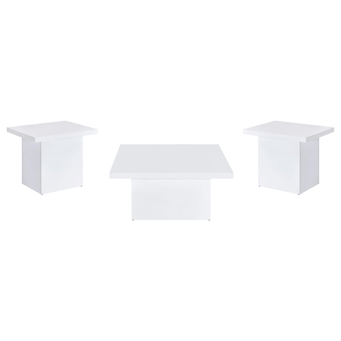 Devar 3-piece Square Coffee End Table Set White High Gloss