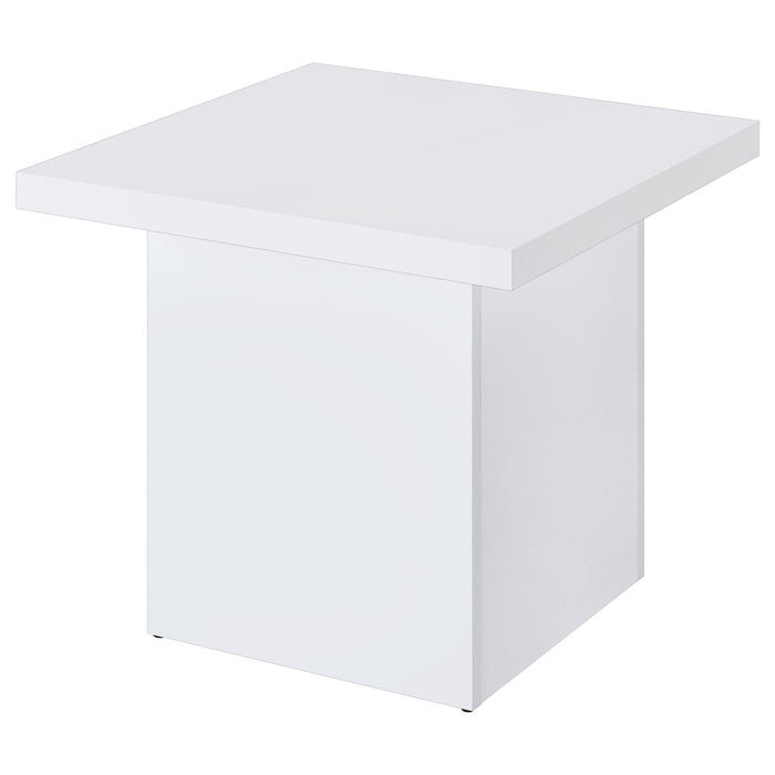 Devar 3-piece Square Coffee End Table Set White High Gloss
