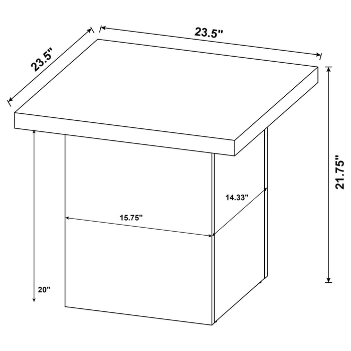 Devar 3-piece Square Coffee End Table Set White High Gloss