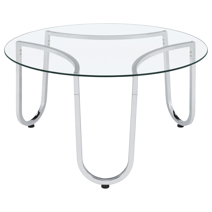 Beller 2-piece Round Tempered Glass Top Coffee Table Set Chrome