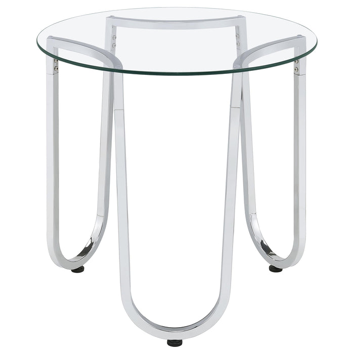 Beller 3-piece Round Tempered Glass Top Coffee Table Set Chrome