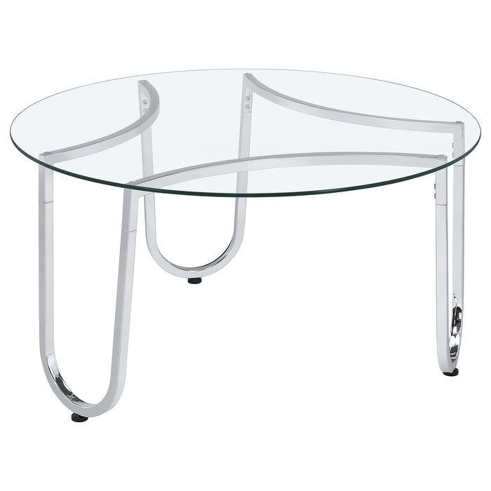 Beller 3-piece Round Tempered Glass Top Coffee Table Set Chrome