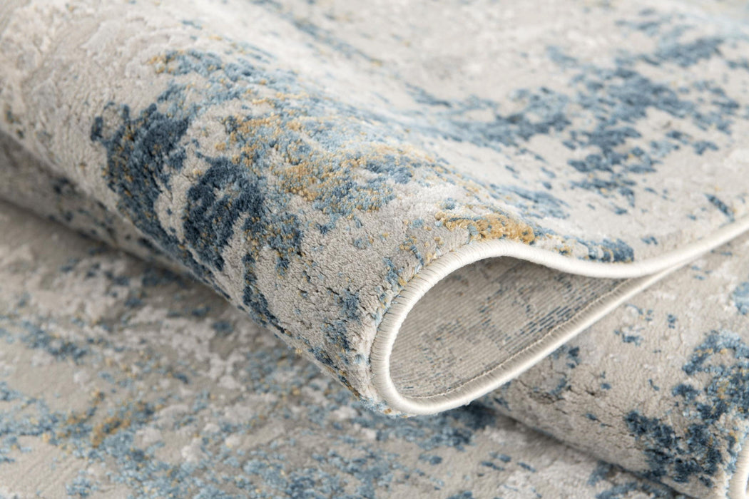 7.8' x 10.8' Abstract Area Rug - Blue And Ivory