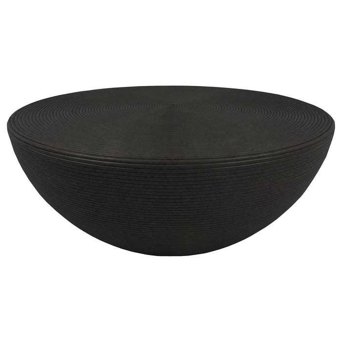 Macedo 2-Piece Transitional Round Rattan Coffee and End Table Set Black