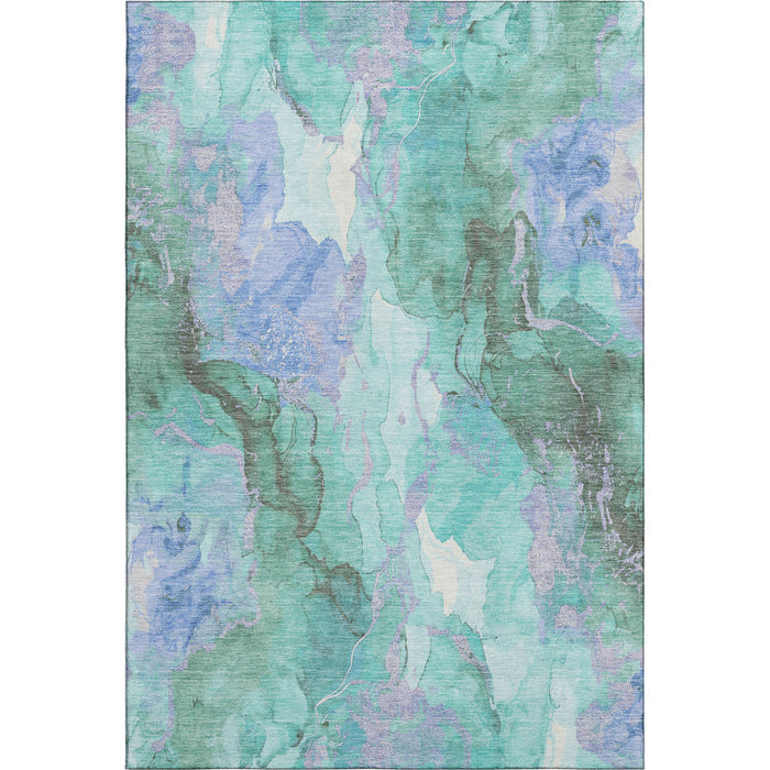 10' X 14' Abstract Washable Area Rug With UV Protection (701347) - Teal / Lavender / Ivory