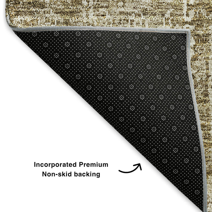 10' X 14' Floral Washable Area Rug With UV Protection (653362) - Brown / Ivory