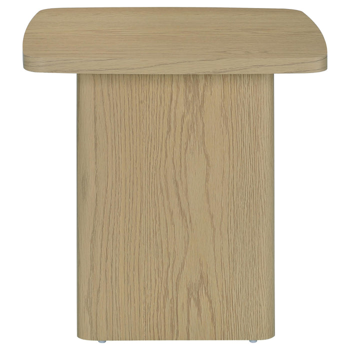 Fraser Transitional Square Pedestal End Table in Greige