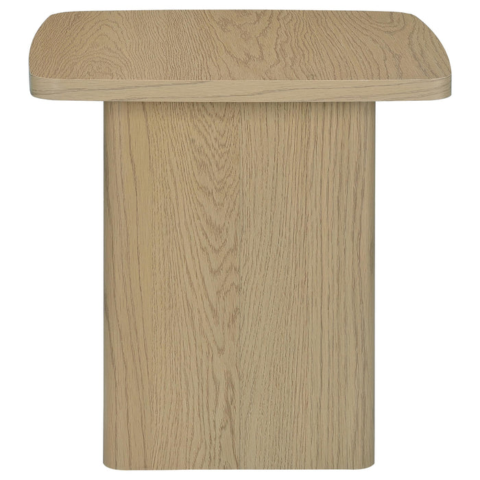 Fraser Transitional Square Pedestal End Table in Greige