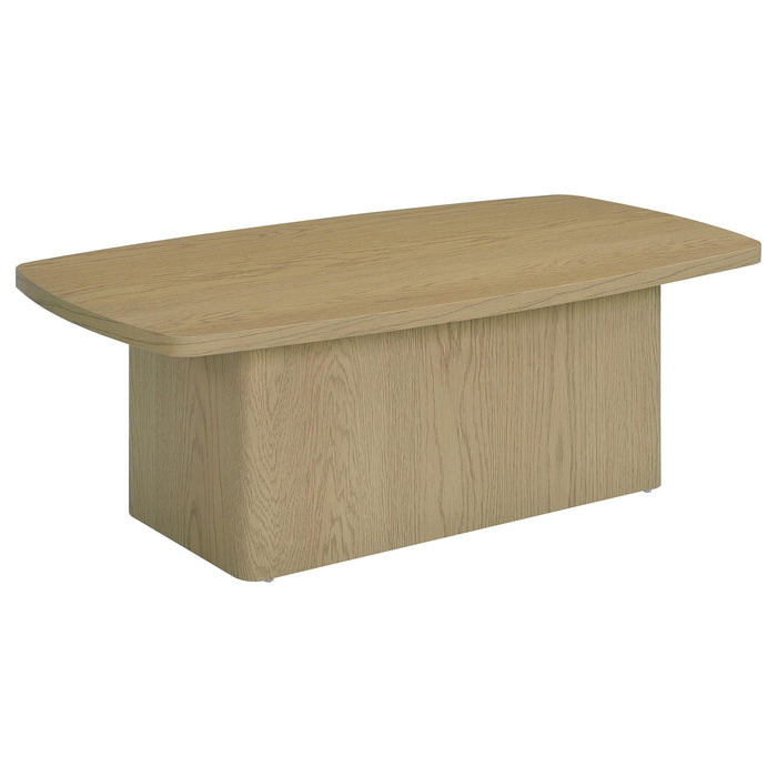 Fraser Transitional Rectangular Pedestal Coffee Table in Greige