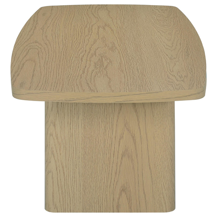 Fraser Transitional Rectangular Pedestal Coffee Table in Greige