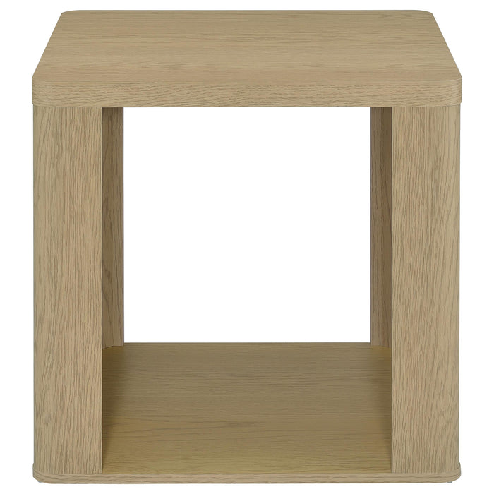 Alsina Square End Table with Open Shelf Greige