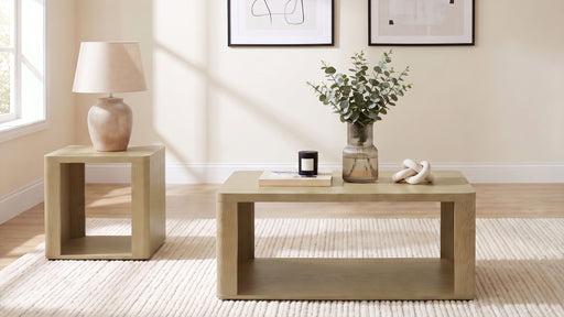 CoasterEveryday Alsina 2-piece greige coffee and end table set with modern wood-look design