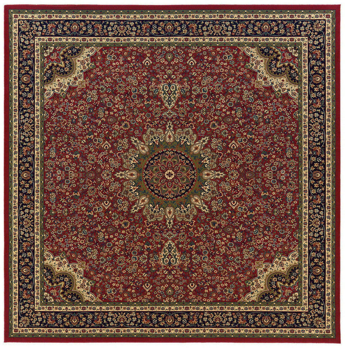 8' Oriental Square Rug - Red And Blue