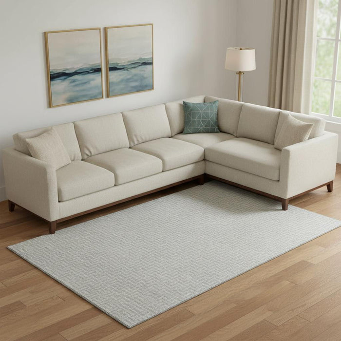 10' X 14' Geometric Washable Area Rug With UV Protection (672452) - Silver / Ivory