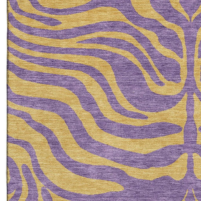 10' X 14' Animal Print Washable Area Rug With UV Protection (681857) - Purple / Peach