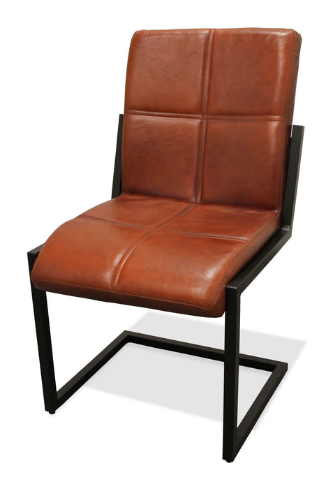 Upholstered Leather Dining Side Chair - Cinnamon / Black