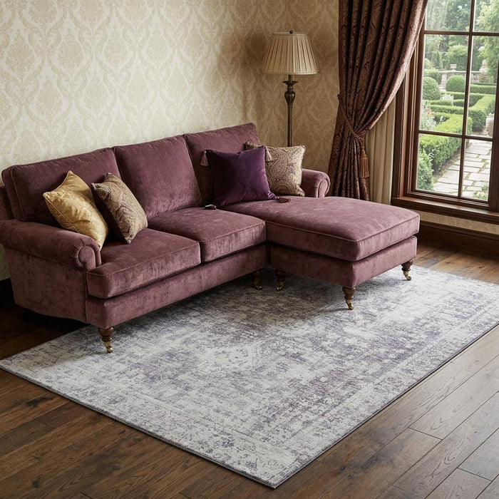 10' X 14' Oriental Washable Area Rug With UV Protection (692010) - Plum / Silver