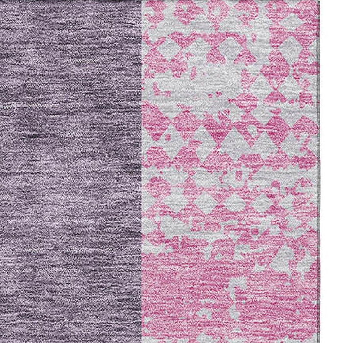 10' X 14' Geometric Washable Area Rug With UV Protection (674976) - Purple / Green / Pink