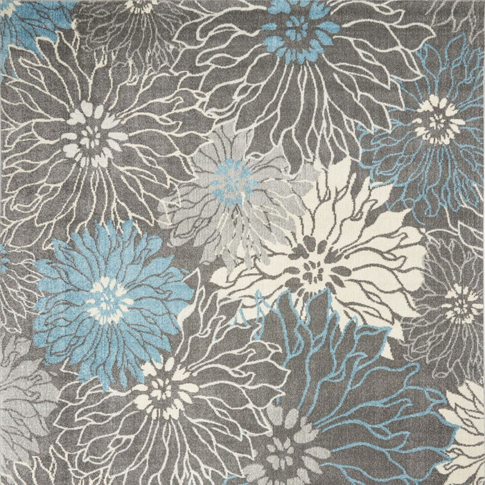 9' x 12' Floral Power Loom Area Rug - Charcoal