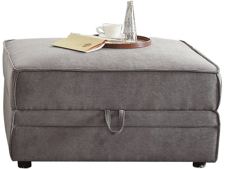 Velvet Storage Ottoman - Gray