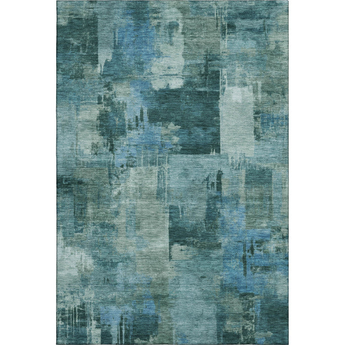 10' X 14' Abstract Washable Area Rug With UV Protection (717056) - Teal / Aqua