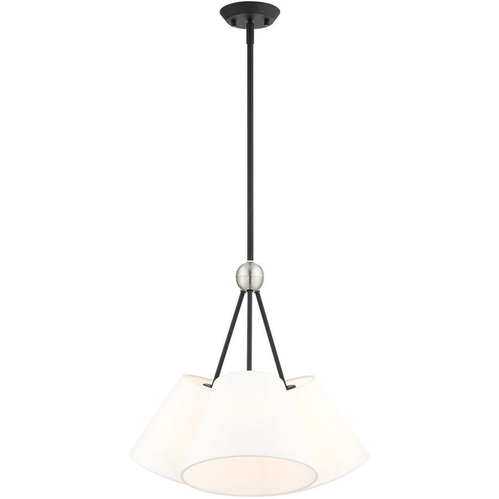 21" Three Light Dimmable Chandelier With Shades - Black
