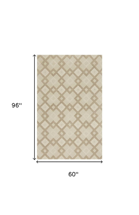 5' x 8' Wool Area Rug - Ivory