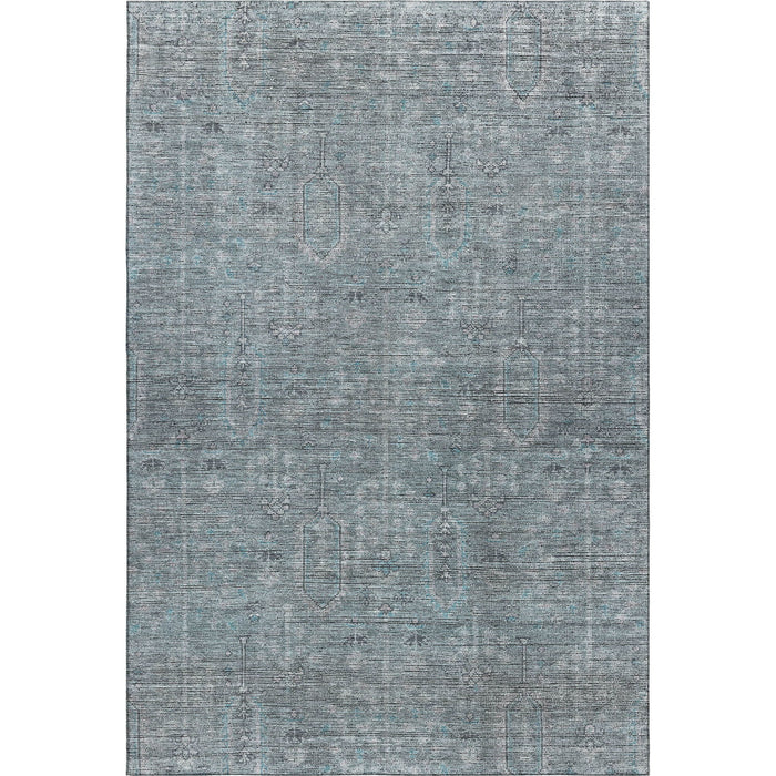 10' X 14' Southwestern Washable Area Rug With UV Protection - Teal / Gray