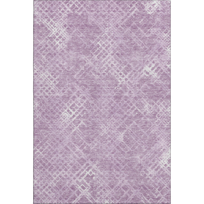 10' X 14' Abstract Geometric Washable Area Rug With UV Protection - Lavender And Ivory
