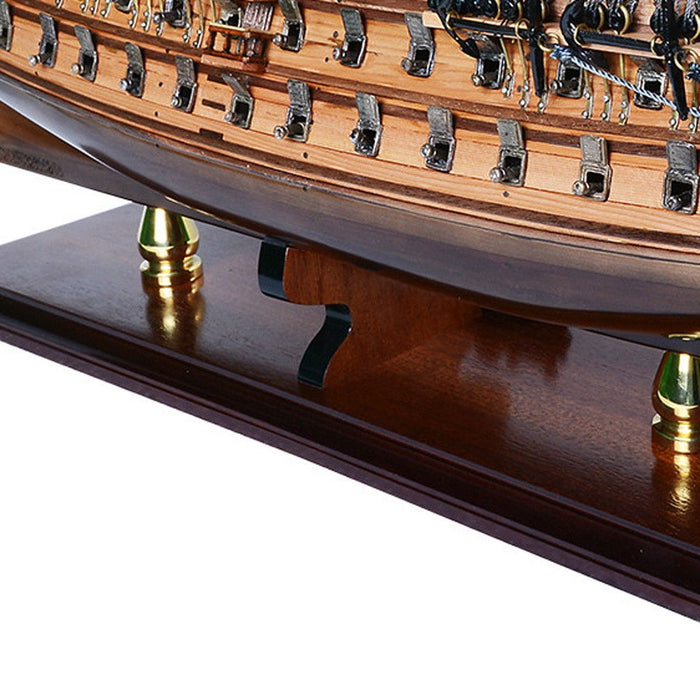 Hand Painted Model Boat (624647) - Dark Brown / Beige