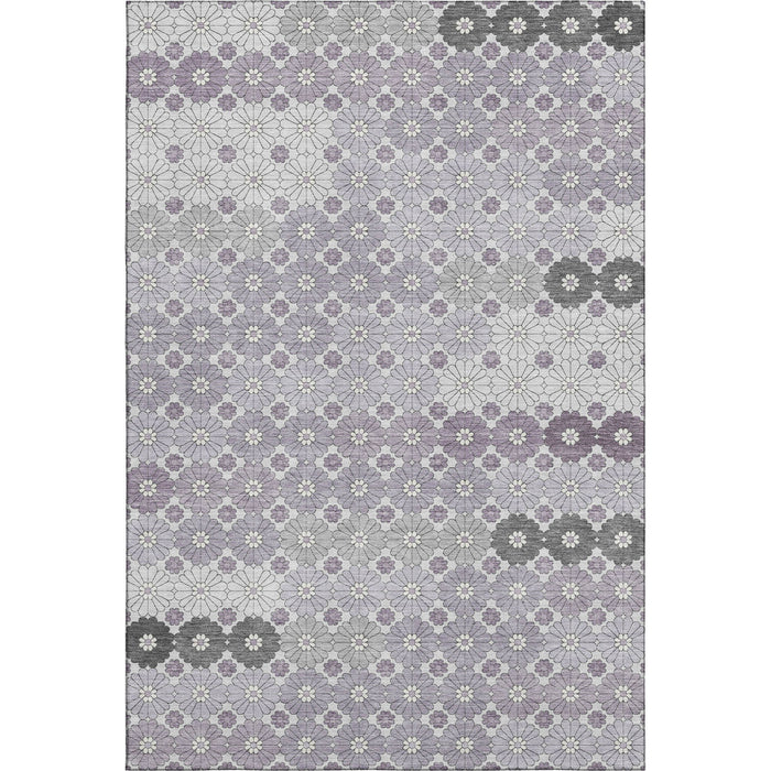 10' X 14' Geometric Washable Area Rug With UV Protection (696872) - Lavender / Gray / Silver