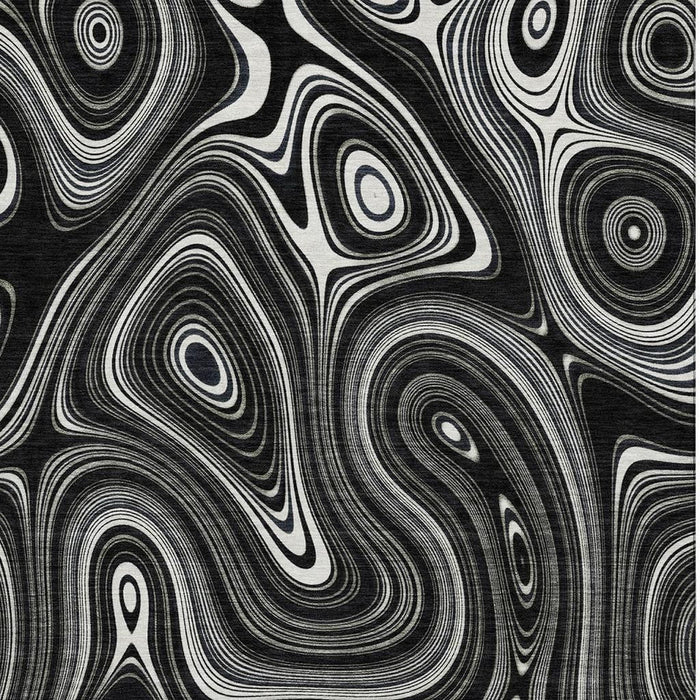 10' X 14' Geometric Washable Area Rug With UV Protection (717711) - Black / Ivory