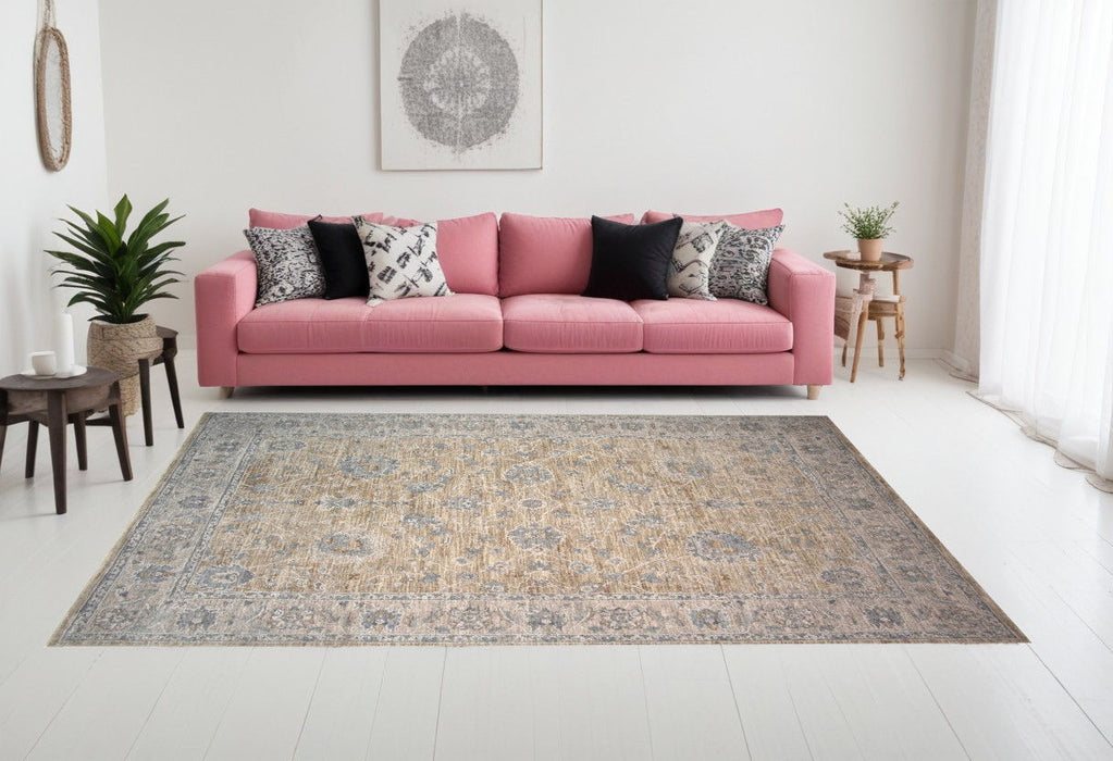 9' x 12' Southwestern Power Loom Stain Resistant Area Rug - Gold