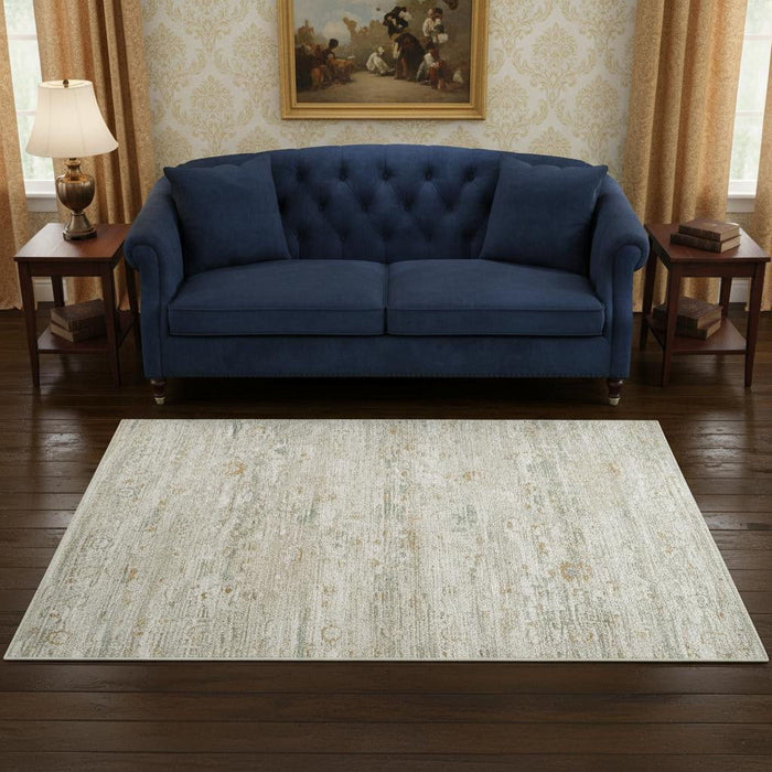 6' X 8' Tribal Washable Area Rug With UV Protection (609918) - Gray / Green / Brown