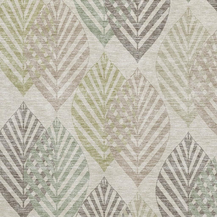8' X 10' Transitional Floral Washable Area Rug With UV Protection - Beige
