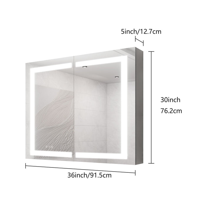 Giga medicine cabinet with LED vanity mirror, anti-fog, waterproof, dimmable touch switch, modern bathroom storage solution
