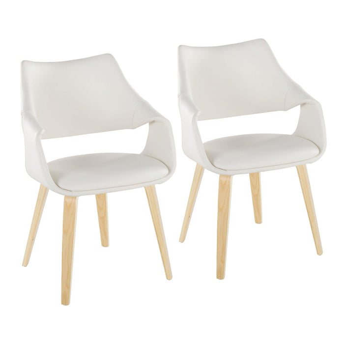 Curvo - High Back Upholstered Chair (Set of 2) - Natural Wood Legs