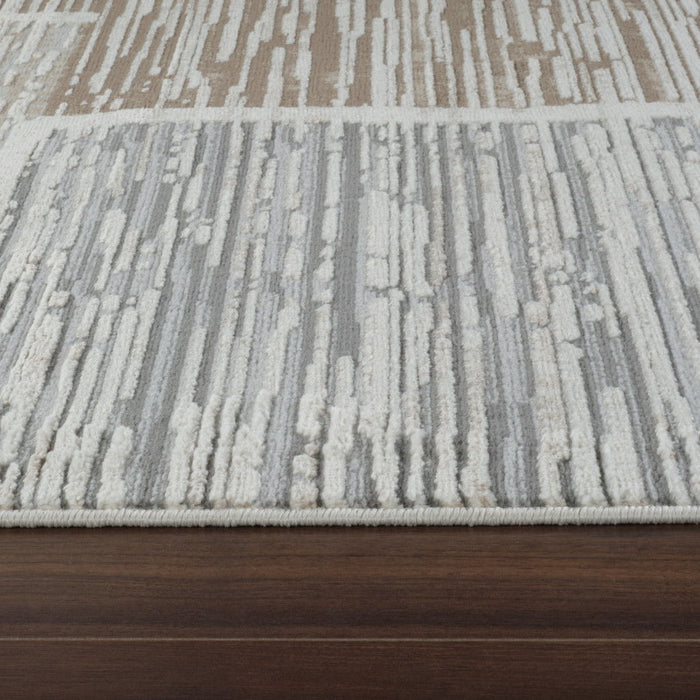 8' x 11' Abstract Distressed Polypropylene Area Rug - Beige And Brown